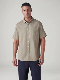 Levi's - Beige Men's Solid Slim Fit Oxford Shirt