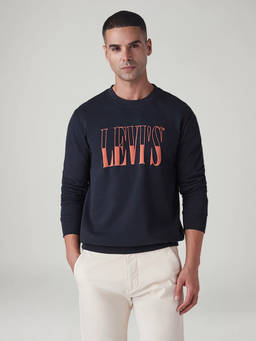 Levi's - Navy Blue Men's Logo Printed Slim Fit Sweatshirt