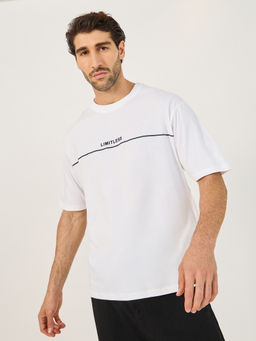 Styli - Men Oversize Cotton Minimal Chest Printed T-Shirt