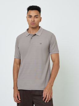 Styli - Men'S Regular Fit Solid Polo T-Shirt-Taupe