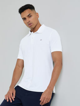 Styli - White Men'S Regular Fit Solid Polo Collar T-Shirt