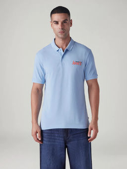 Levi's - Blue Men's Graphic Print Slim Fit Pique Polo T-Shirt