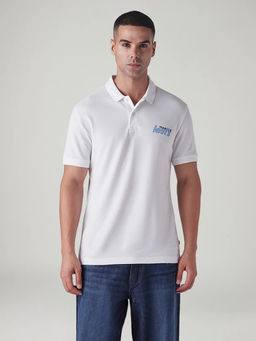 Levi's - White Men's Graphic Print Slim Fit Pique Polo T-Shirt