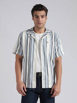 Tommy Hilfiger - Blue Striped Regular Fit Cotton Shirt