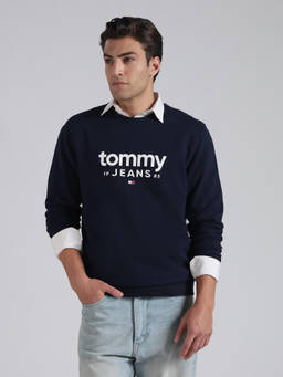 Tommy Hilfiger - Navy Blue Logo Regular Fit Cotton Sweatshirt