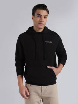 Tommy Hilfiger - Black Logo Regular Fit Cotton Hoodie