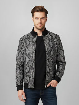 Saint G - Milly Grey Leather Mens Bomber Jackets