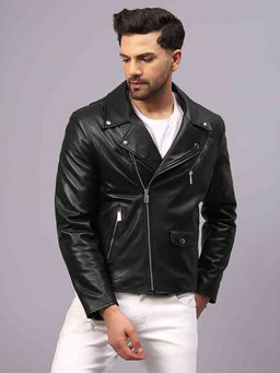 Saint G - Logan Mens Black Leather Biker Style Jackets