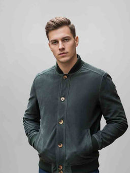 Saint G - Roy Carlo Green Suede Bomber Jacket