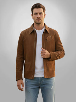 Saint G - Piero Dark-Tan Leather Mens Jacket