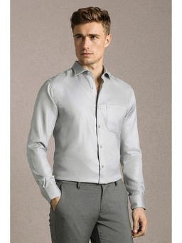Louis Philippe - Men Grey Classic Fit Textured Full Sleeves Formal Shirt
