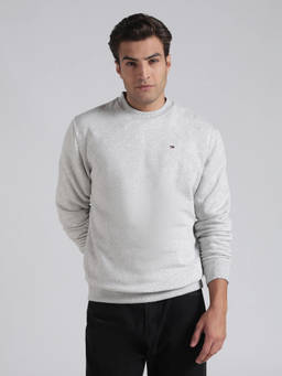 Tommy Hilfiger - Grey Solid Regular Fit Cotton Sweatshirt