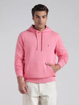 Tommy Hilfiger - Pink Solid Regular Fit Cotton Hoodie