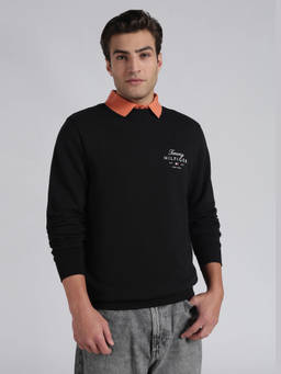 Tommy Hilfiger - Black Logo Regular Fit Cotton Sweatshirt