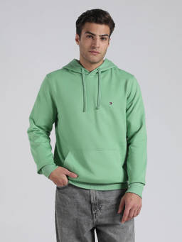 Tommy Hilfiger - Green Solid Regular Fit Cotton Hoodie