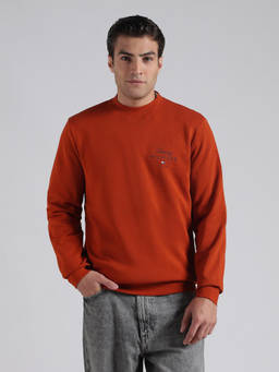 Tommy Hilfiger - Rust Solid Regular Fit Cotton Sweatshirt
