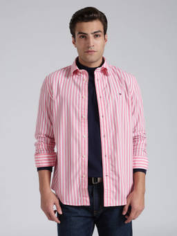 Tommy Hilfiger - Pink Striped Regular Fit Cotton Shirt