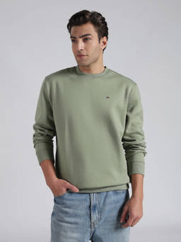 Tommy Hilfiger - Green Solid Regular Fit Cotton Sweatshirt