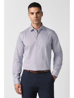 Van Heusen - Men Blue Slim Fit Print Full Sleeves Formal Shirt