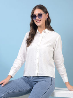 CRIMSOUNE CLUB - Womens White Embellished Shirt