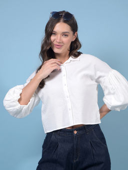 CRIMSOUNE CLUB - Womens White Crop Length Shirt