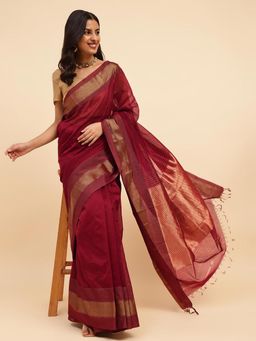 Fabindia - Wine Cotton Silk Blend Sari