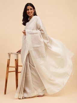 Fabindia - Natural Silk Blend Batik Woven Saree without Blouse