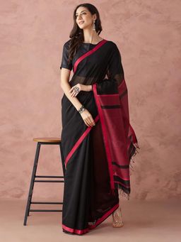 Fabindia - Black Cotton Silk Maheshwari Sari