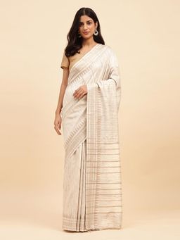 Fabindia - Natural Silk Blend Woven Saree without Blouse