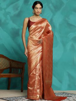 Jaipur Kurti - Zari Woven Design Red Banarasi Saree
