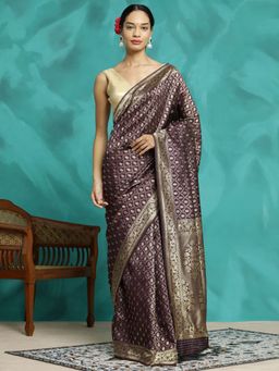 Jaipur Kurti - Purple Heavy Zari Woven Banarasi Saree