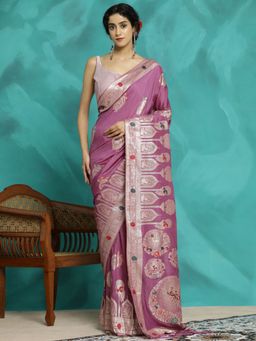 Jaipur Kurti - Lavender Festive Zari Woven Heavy Banarasi Saree