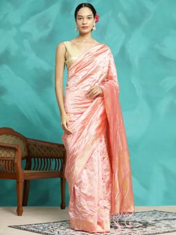 Jaipur Kurti - Pink Zari Woven Banarasi Saree