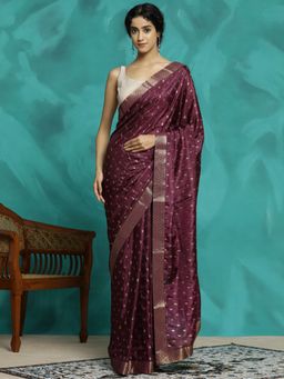 Jaipur Kurti - Purple Silk Blend Festive Wear Saree