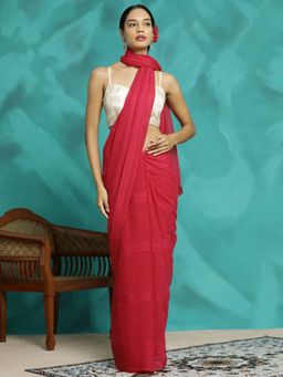Jaipur Kurti - Red Silk Blend Festive Wear Saree