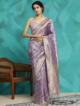 Jaipur Kurti - Lavender Zari Woven Heavy Banarasi Saree