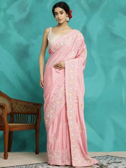 Jaipur Kurti - Silk Blend Embroidered Festive Wear Saree
