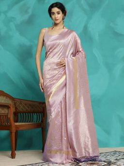 Jaipur Kurti - Mauve Zari Woven Heavy Banarasi Saree