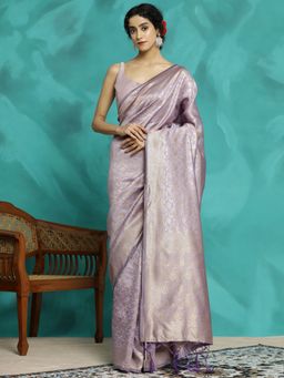 Jaipur Kurti - Purple Zari Woven Design Heavy Banarasi Saree