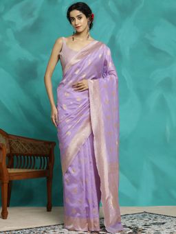 Jaipur Kurti - Lavender Zari Woven Festive Wear Banarasi Saree