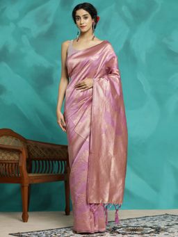 Jaipur Kurti - Pink Zari Woven Design Heavy Banarasi Saree