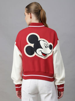 Free Authority - Women Mickey and Friends Printed Oversized Varsity Jacket