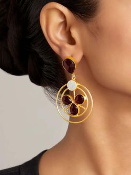 BEAUTY SPOT JEWELLERY - Circle Red and MOP Dangler Earrings