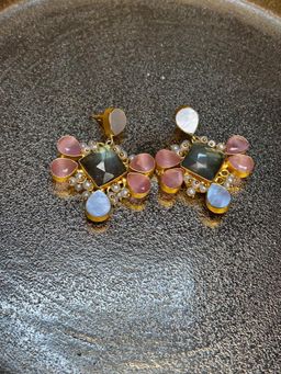 BEAUTY SPOT JEWELLERY - Pink Stone MOP Drop Earrings