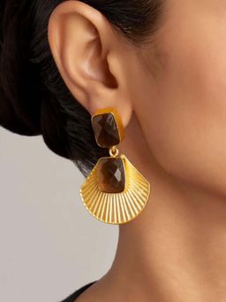BEAUTY SPOT JEWELLERY - Gold with Cola Stone Earrings