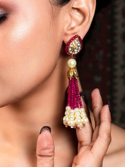 AG'S - Majenta Gold Plated Pachi Kundan Earring