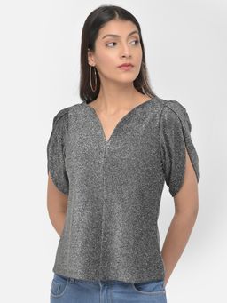 Latin Quarters - Black Solid Top with Pleats