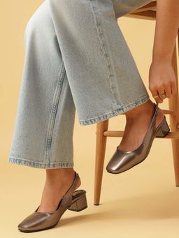 Marc Loire - Women'S Gun Metal Solid Heel Sandals