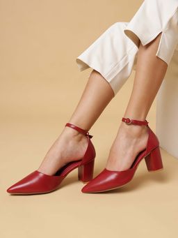 Marc Loire - Women'S Maroon Solid Heel Sandals