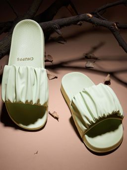 Chupps - Women'S Ruffle Pista Green Sliders